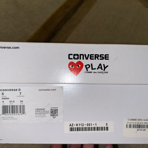Converse x Comme des Garçons PLAY Unisex Hightop - Picture 2 of 7